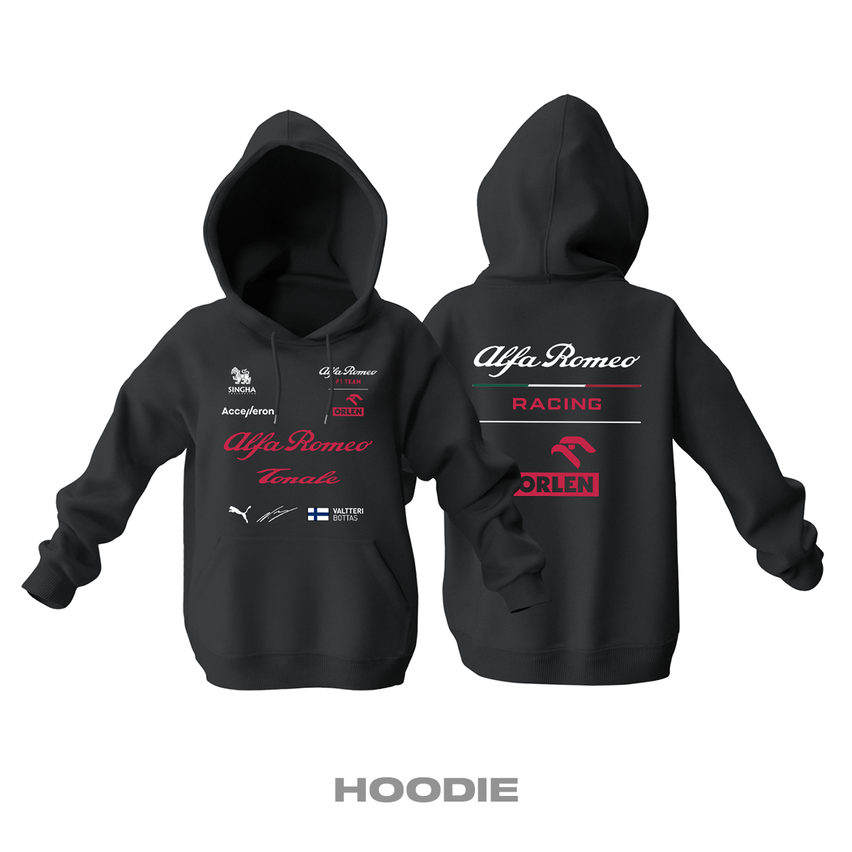 Alfa Romeo Racing: Black Edition 2022 Kapüşonlu Hoodie