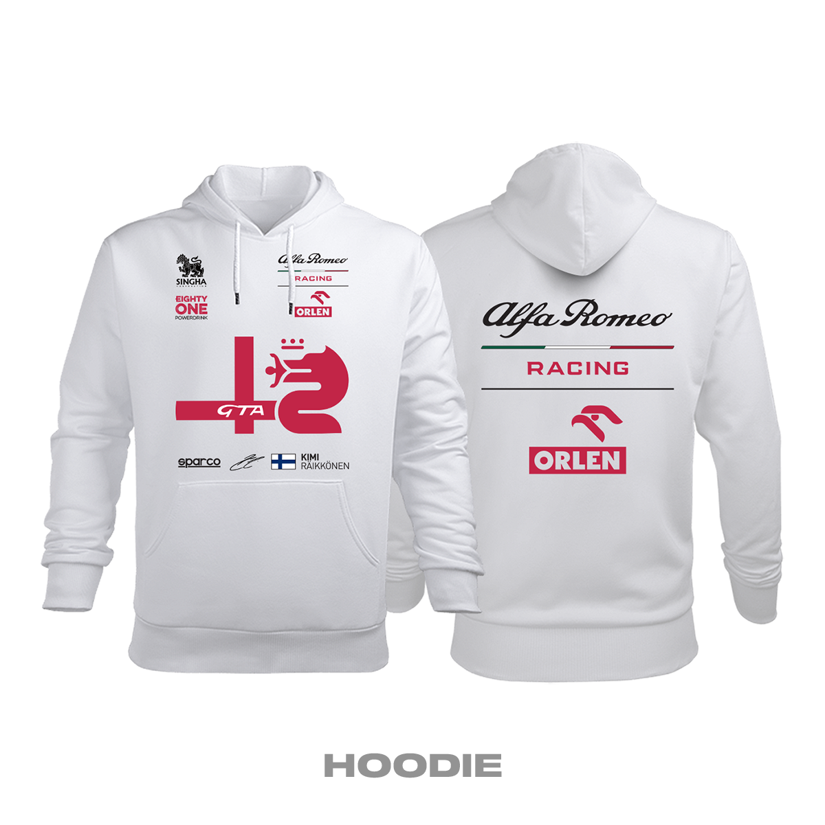 Alfa Romeo Racing: White Edition 2021 Kapüşonlu Hoodie