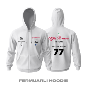 Alfa Romeo Racing: White Crew Edition 2023 Fermuarlı Kapüşonlu Hoodie