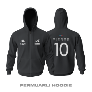 Alpine F1 Team: Black Crew Edition 2023 Fermuarlı Kapüşonlu Hoodie