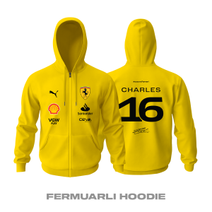 Scuderia Ferrari: Yellow Crew Edition 2023 Fermuarlı Kapüşonlu Hoodie