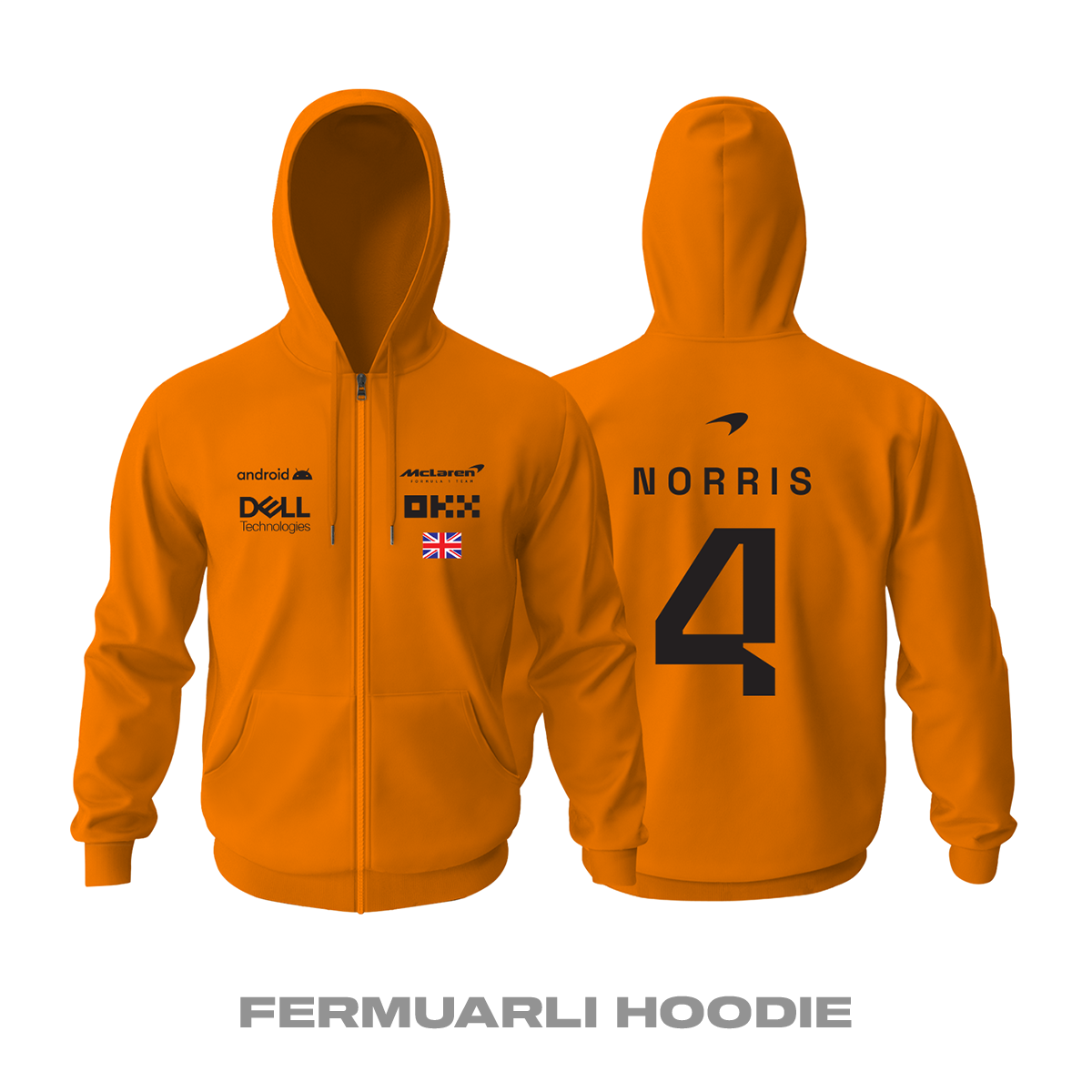McLaren F1 Team: Orange Crew Edition 2023 Fermuarlı Kapüşonlu Hoodie