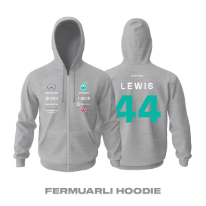 AMG Petronas F1 Team: Grey Crew Edition 2023 Fermuarlı Kapüşonlu Hoodie