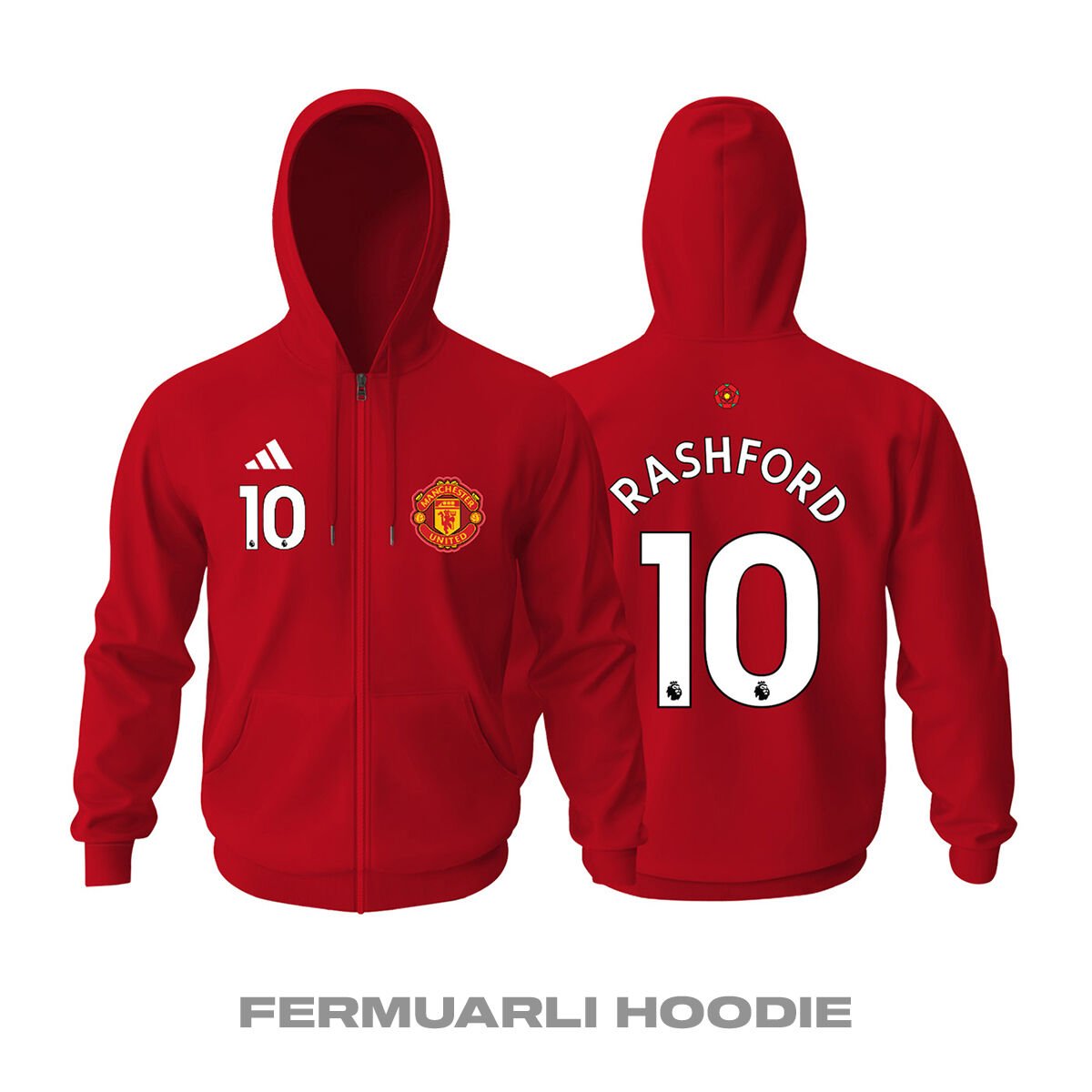 Manchester United: Home Edition 2023/2024 Fermuarlı Kapüşonlu Hoodie