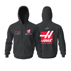 Haas F1 Team: Black Edition 2022 Fermuarlı Kapüşonlu Hoodie