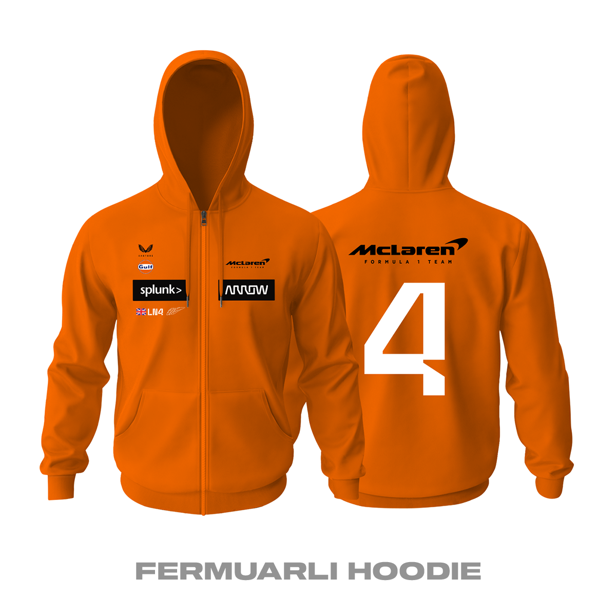 McLaren F1 Team: Orange Edition 2022 Fermuarlı Kapüşonlu Hoodie