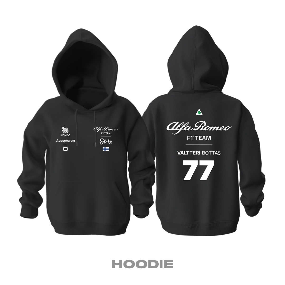 Alfa Romeo Racing: Black Crew Edition 2023 Kapüşonlu Hoodie