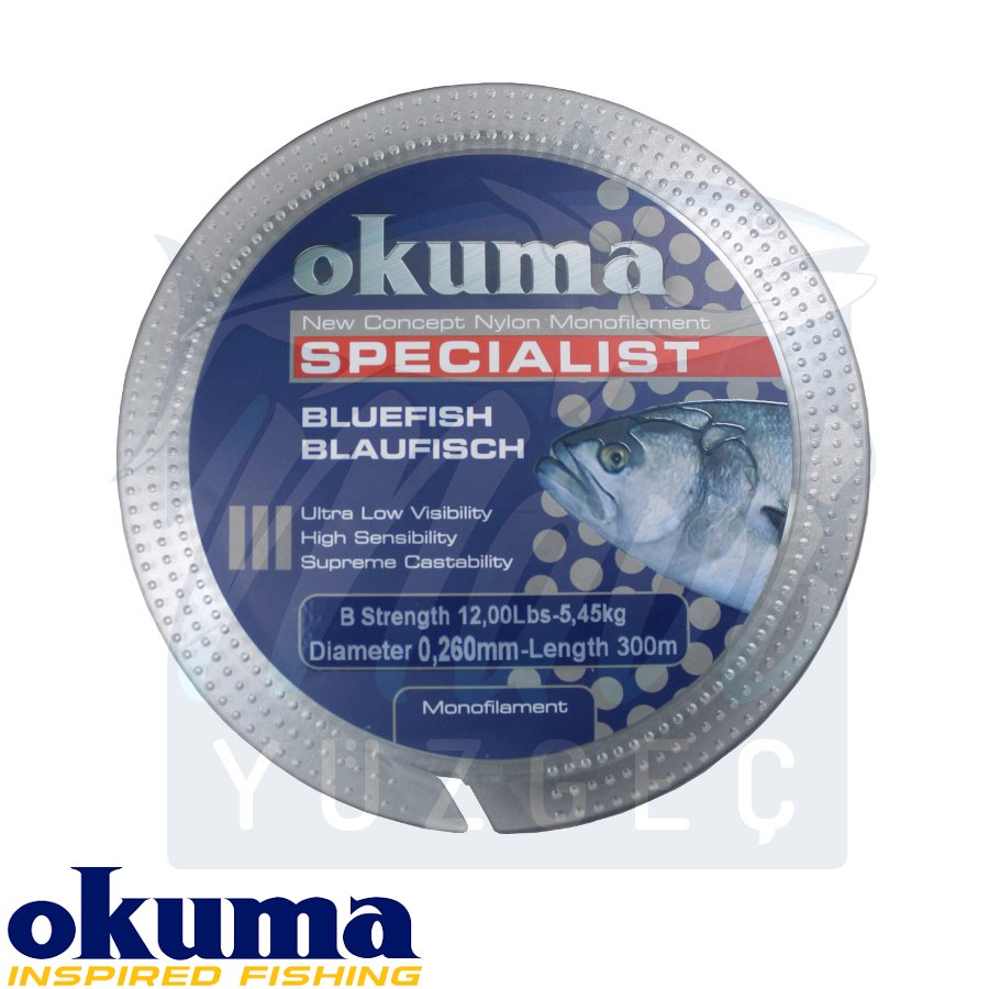 Okuma Bluefish 300 mt 27,00 lb 12,27 kg 0,37 mm Clear Misina