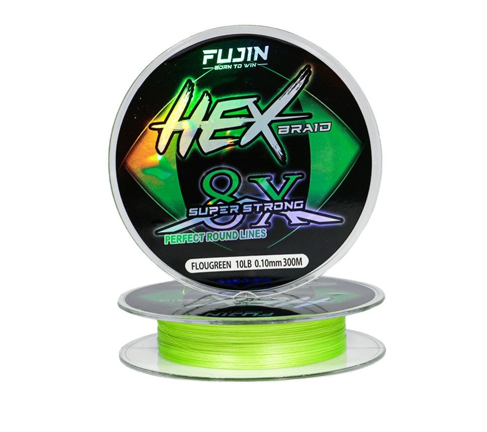 Fujin Hex Braid 8x 300mt Fluo Green PE İp Misina 0,10mm