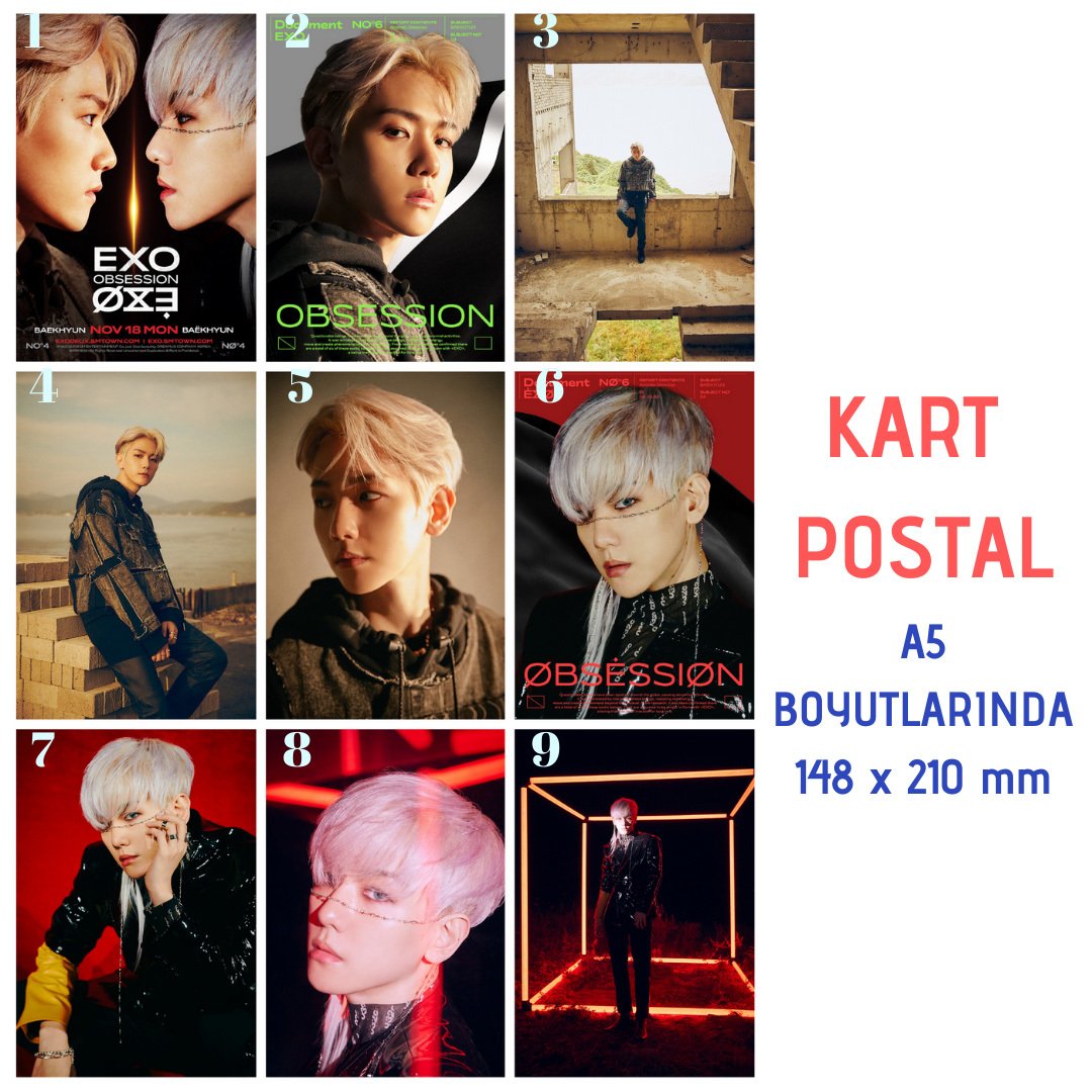 EXO Baekhyun ''Obsession'' Kart Postalları