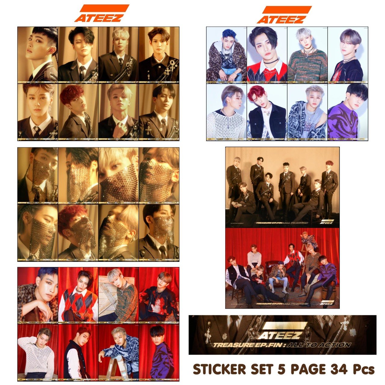 ATEEZ ''Treasure.Ep.Fin:All The Action'' STICKER SETİ