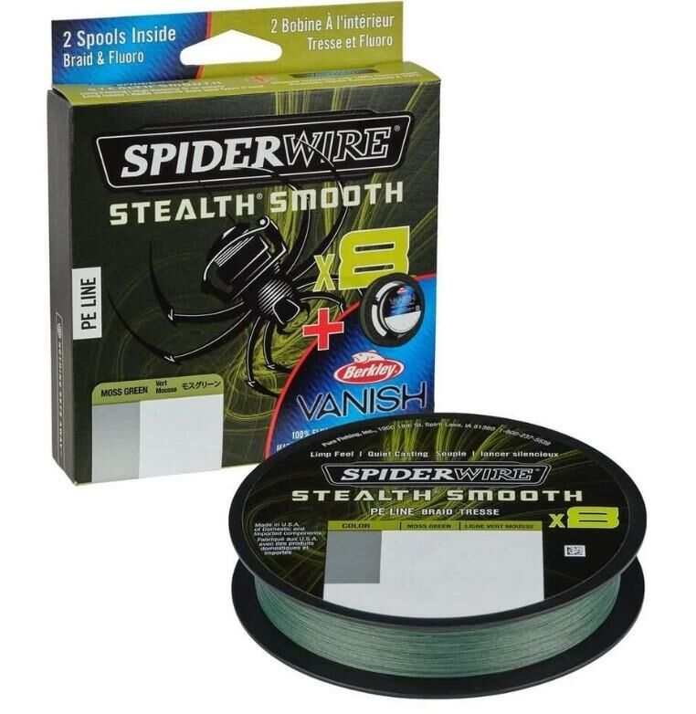 Spider Wire 8 Braid & Fluorocarbon Duo Spool System 150 & 45m Moss Green/Clear 0.15 & 0.40mm