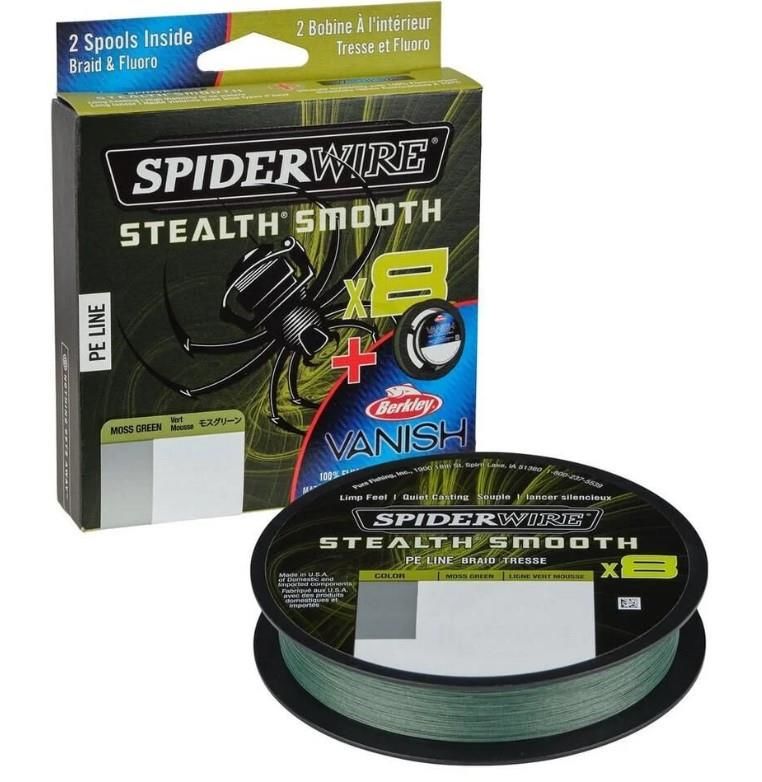 Spider Wire 8 Braid & Fluorocarbon Duo Spool System 150 & 45m Moss Green/Clear 0.19 & 0.45mm