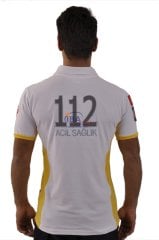 112 Kısa Kol T-Shirt (Beyaz-Sarı)