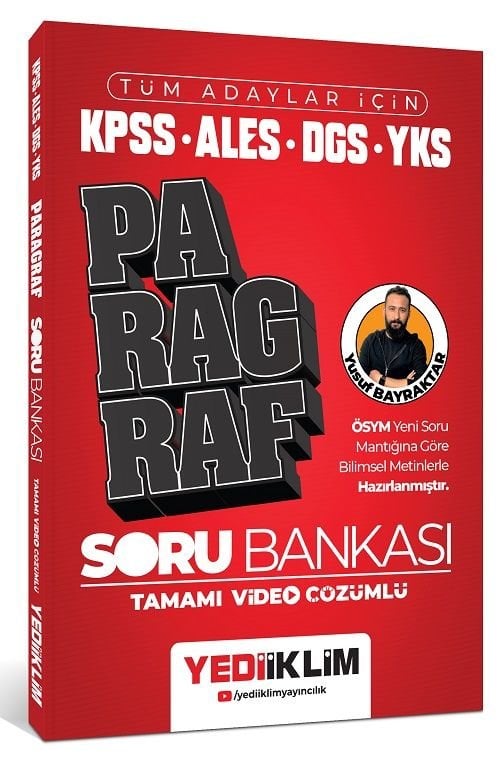 Yediiklim KPSS ALES DGS YKS Paragraf Soru Bankası Video Çözümlü - Yusuf Bayraktar Yediiklim Yayınları