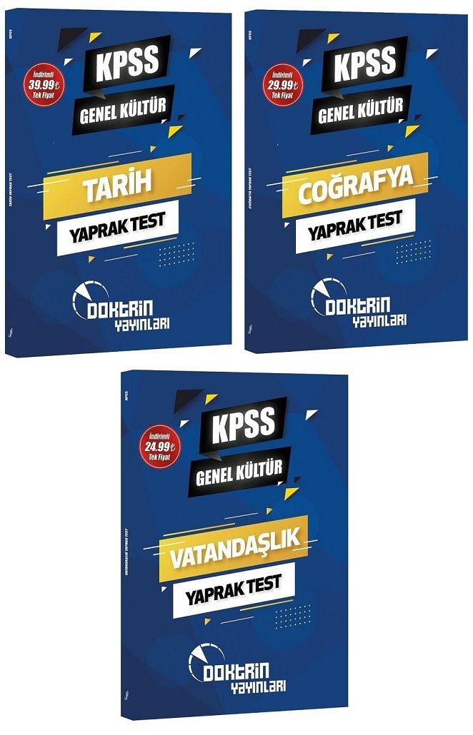 Doktrin KPSS Tarih+Coğrafya+Vatandaşlık Yaprak Test 3 lü Set Doktrin Yayınları