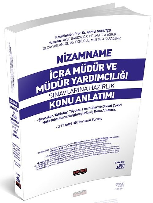 Savaş 2022 İcra Müdür ve Yardımcılığı Sınavı Nizamname Konu Anlatımlı 3. Baskı Savaş Yayınları