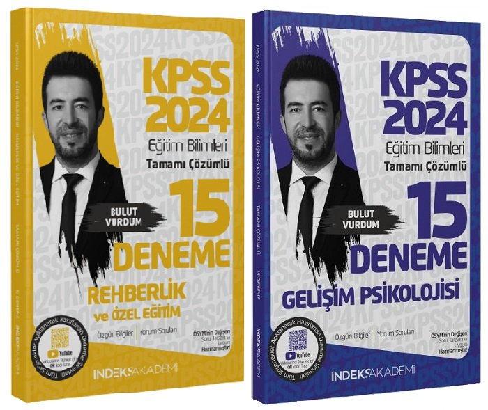 İndeks Akademi 2024 KPSS Eğitim Bilimleri Rehberlik + Gelişim Psikolojisi 15+15 Deneme 2 li Set - Bulut Vurdum İndeks Akademi Yayıncılık