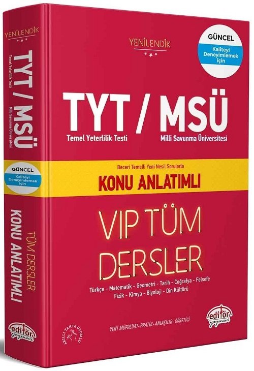 Editör YKS TYT MSÜ Tüm Dersler VIP Konu Anlatımlı Editör Yayınları