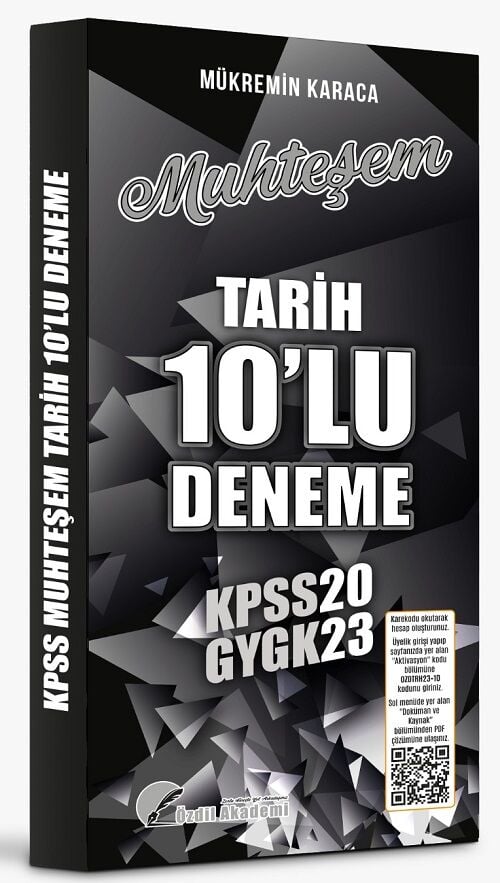 Özdil Akademi 2023 KPSS Tarih Muhteşem 10 Deneme PDF Çözümlü - Mükremin Karaca Özdil Akademi Yayınları