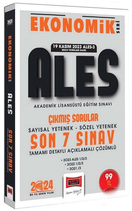 Yargı 2024 ALES Çıkmış Sorular Son 7 Sınav Çözümlü Ekonomik Seri Yargı Yayınları