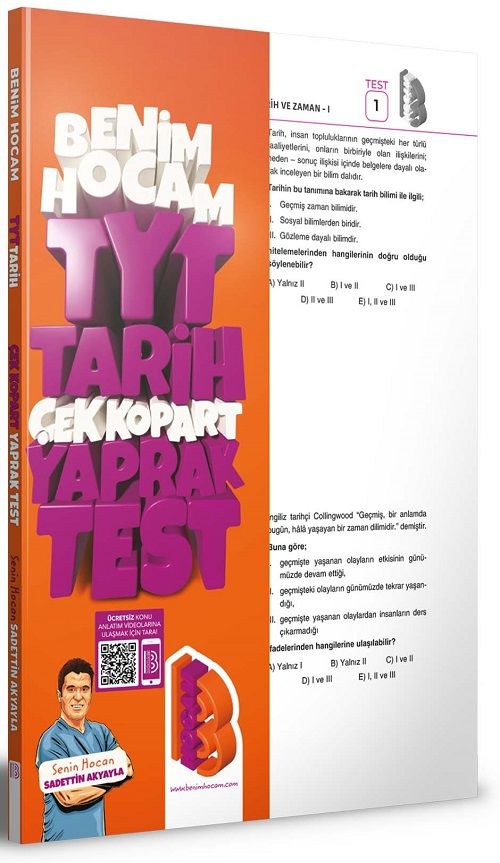 Benim Hocam YKS TYT Tarih Yaprak Test Çek Kopart - Sadettin Akyayla Benim Hocam Yayınları