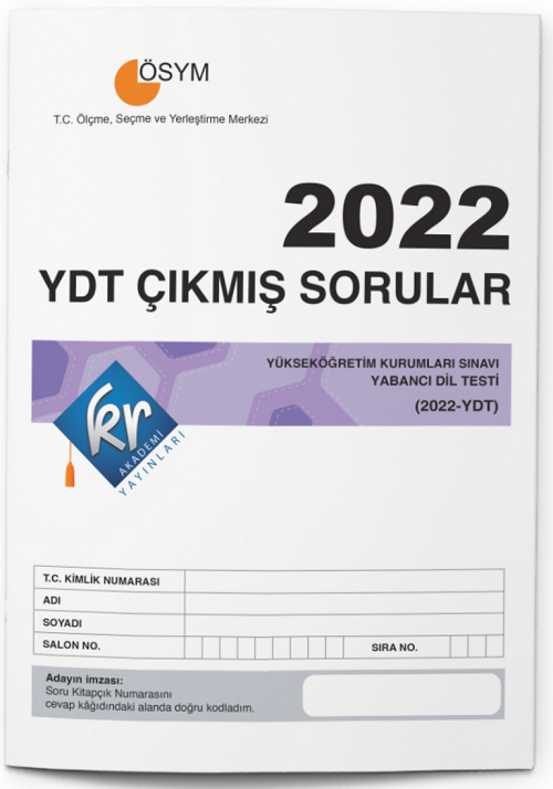 KR Akademi 2022 YDT Tıpkı Basım Çıkmış Sorular KR Akademi Yayınları