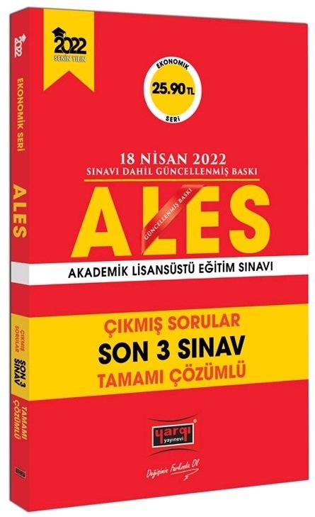 Yargı 2022 ALES Çıkmış Sorular Son 3 Sınav Çözümlü Ekonomik Seri Yargı Yayınları