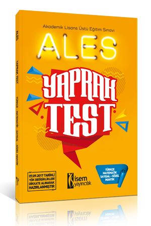 SÜPER FİYAT İsem 2018 ALES Yaprak Test İsem Yayınları