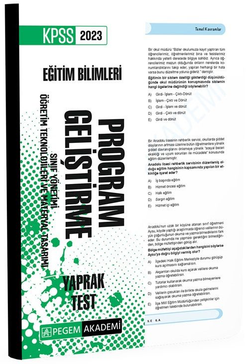 SÜPER FİYAT Pegem 2023 KPSS Eğitim Bilimleri Program Geliştirme Yaprak Test Pegem Akademi Yayınları