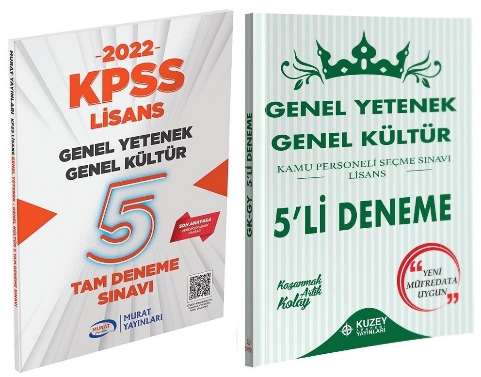 Murat + Kuzey Akademi 2022 KPSS Genel Yetenek Genel Kültür 5+5 Deneme 2 li Set Murat + Kuzey Akademi Yayınları