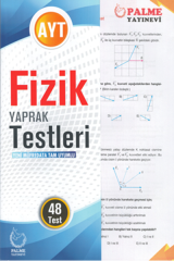 Palme YKS AYT Fizik Yaprak Testleri Palme Yayınları