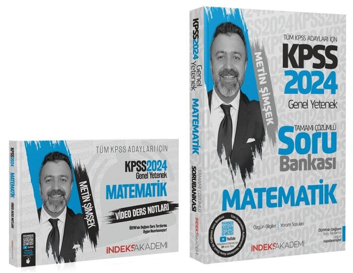 İndeks Akademi 2024 KPSS Matematik Video Ders Notları + Soru Bankası 2 li Set - Metin Şimşek İndeks Akademi Yayıncılık