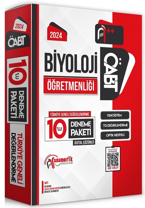 Anamorfik 2024 ÖABT Biyoloji Öğretmenliği Türkiye Geneli 10 Deneme Dijital Çözümlü Anamorfik Yayınları