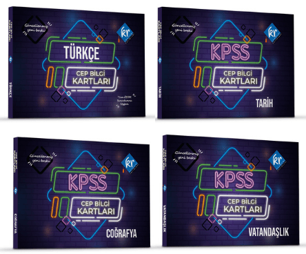 KR Akademi KPSS Türkçe+Tarih+Coğrafya+Vatandaşlık Cep Bilgi Kartları 4 lü Set KR Akademi