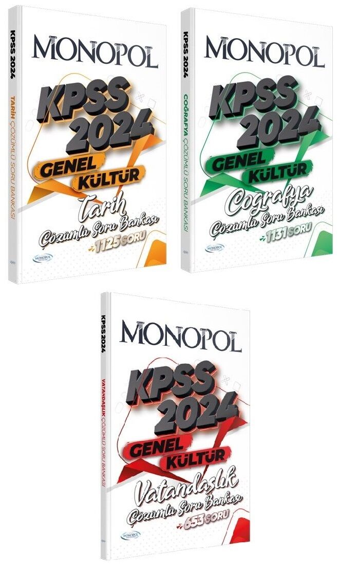 Monopol 2024 KPSS Tarih+Coğrafya+Vatandaşlık Soru Bankası 3 lü Set Monopol Yayınları