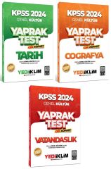 Yediiklim 2024 KPSS Tarih+Coğrafya+Vatandaşlık Yaprak Test 3 lü Set Yediiklim Yayınları