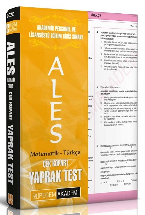 SÜPER FİYAT Pegem 2020 ALES Yaprak Test Çek Kopar Pegem Akademi Yayınları