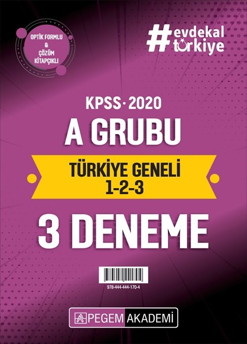 SÜPER FİYAT Pegem 2020 KPSS A Grubu Türkiye Geneli 3 Deneme (1-2-3) Pegem Akademi Yayınları