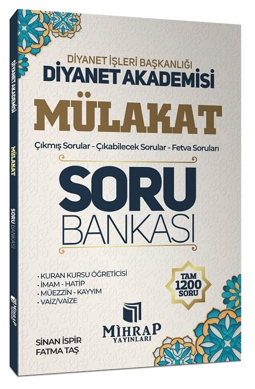 Mihrap Diyanet Akademisi Mülakat Soru Bankası Mihrap Yayınları