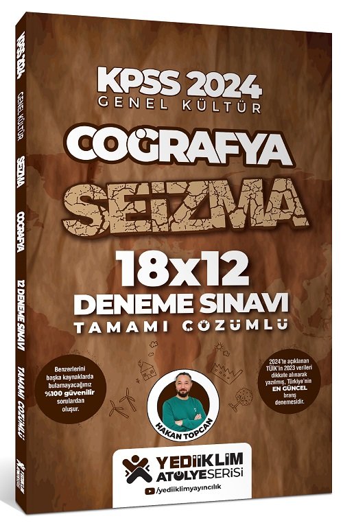 Yediiklim 2024 KPSS Coğrafya Seizma 18x12 Deneme Çözümlü - Hakan Topcan Yediiklim Yayınları