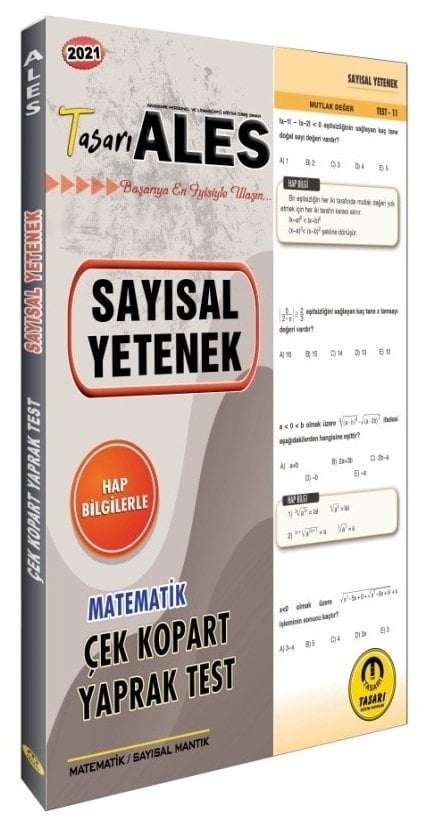 Tasarı 2021 ALES Matematik Sayısal Yetenek Yaprak Test Çek Kopart Tasarı Yayınları