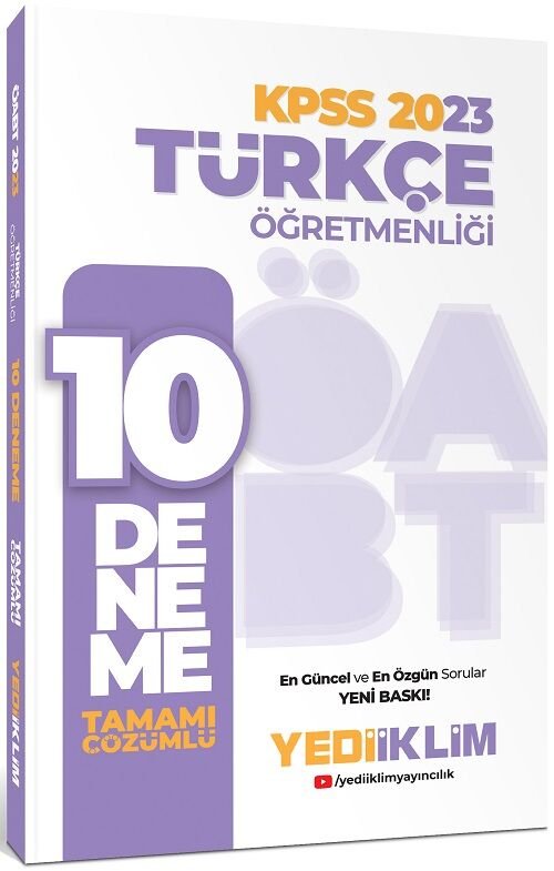 Yediiklim 2023 ÖABT Türkçe Öğretmenliği 10 Deneme Çözümlü Yediiklim Yayınları