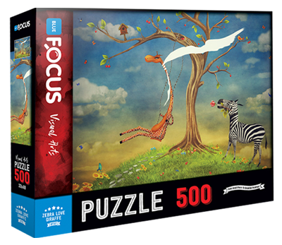 500 Parça Puzzle - Zebra Love Giraffe Zebranın Aşkı Zürafa Blue Focus Games