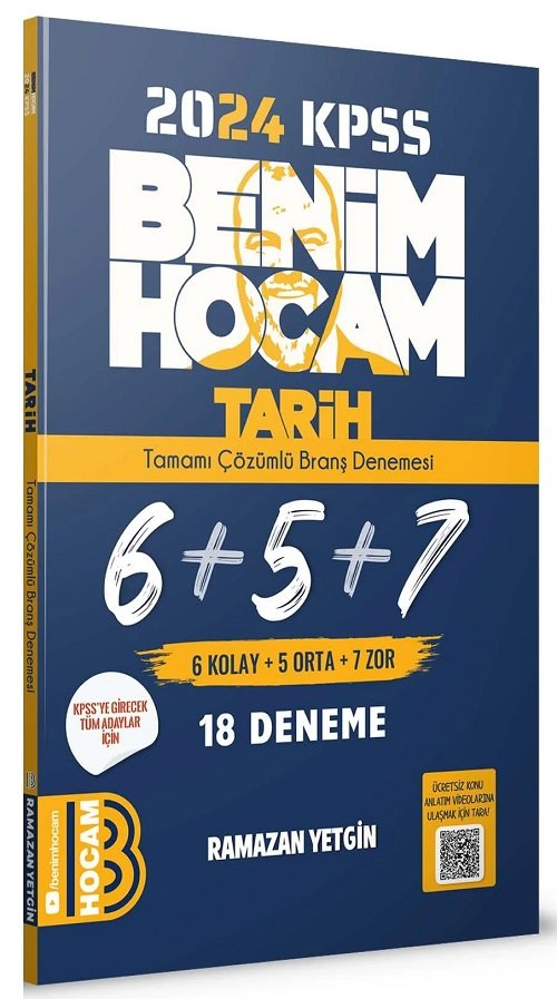 Benim Hocam 2024 KPSS Tarih 18 Deneme Çözümlü - Ramazan Yetgin Benim Hocam Yayınları