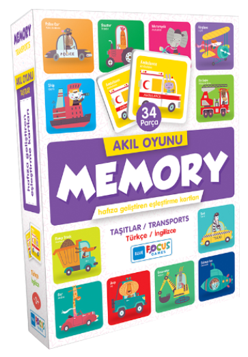 Memory Akıl Oyunu - Taşıtlar 34 Parça Puzzle Blue Focus Games