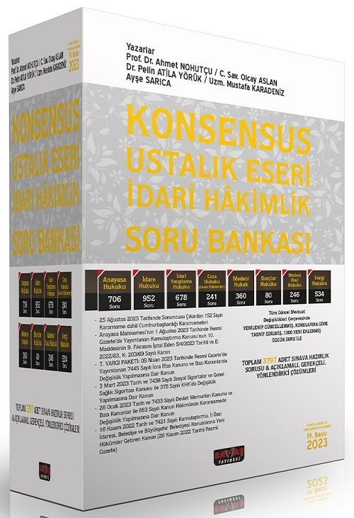 Savaş 2023 KONSENSUS İdari Hakimlik Ustalık Eseri Soru Bankası Modüler Set - Ahmet Nohutçu Savaş Yayınları