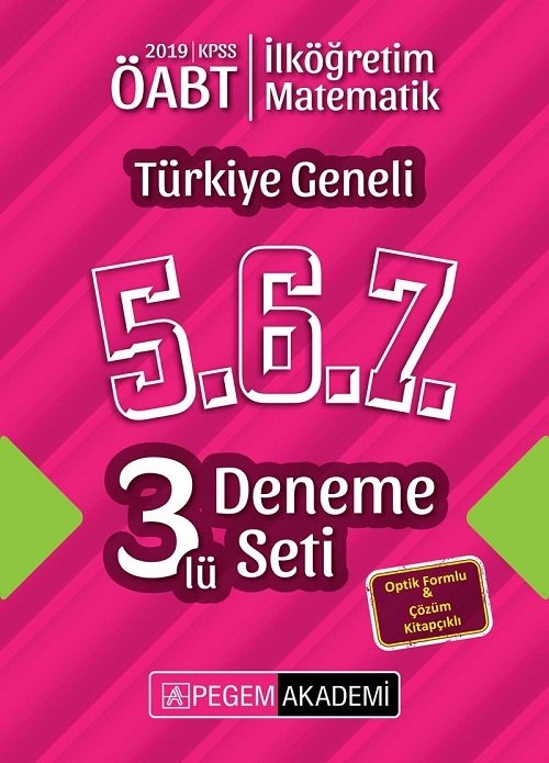 Pegem 2019 ÖABT İlköğretim Matematik Türkiye Geneli 3 Deneme (5.6.7) Pegem Akademi Yayınları