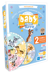 Baby Round 2 Farklı Puzzle - Hayvanlar Blue Focus Games