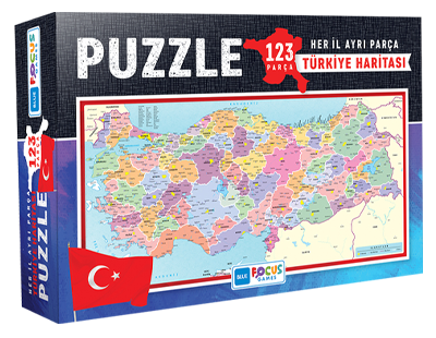 Türkiye Haritası Kutulu 123 Parça Puzzle Her il Ayrı Parça Blue Focus Games